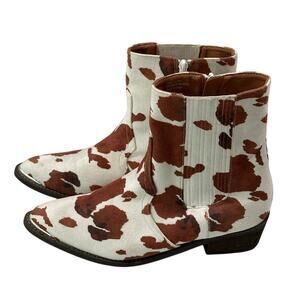 Buckle Cow Print Ankle Western Boots – Size 9